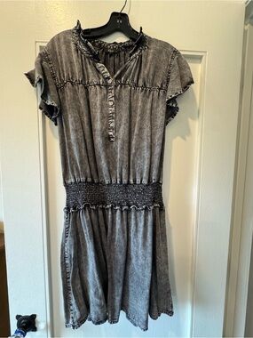 Rails Washed Black Smocked-Waist Casual Dress